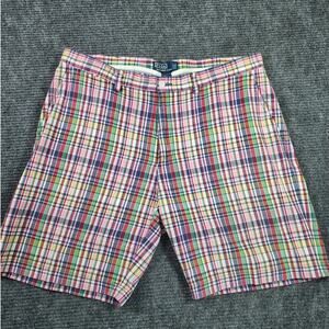 Polo Ralph Lauren Mens 38 100% Cotton Multicolor Plaid Shorts Preppy Chino